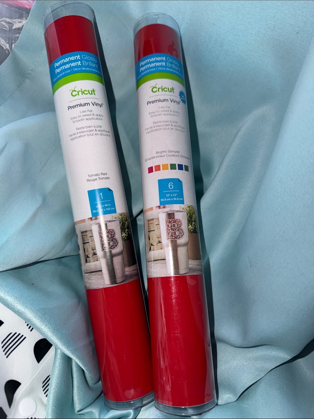 NEW Cricut Premium Vinyl Rolls in Bright Red/ sampler pack (2 rolls)